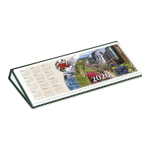 Asztali naptár képes CSÍZIÓ fekvő fehér lapos idézetes bőr hatású Öko hátlap zöld 2026.