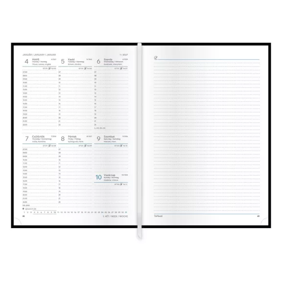 Határidőnapló TOPTIMER Joy J015 A/5 heti fehér lapos Nőszirom bronz lakk 2027