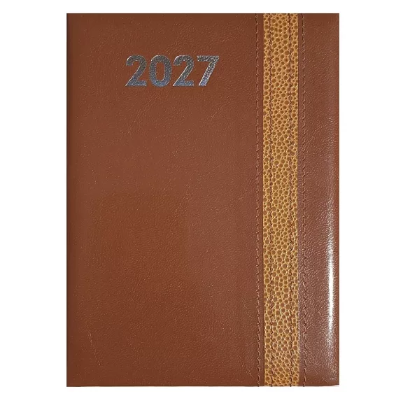 Határidőnapló ALISCA Rebel varrott B/6 napi fehér lapos barna 2027 Határidőnapló ALISCA Rebel varrott B/6 napi fehér lapos barna 2027