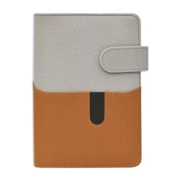   Gyűrűs kalendárium SATURNUS M229 sárga lapos szürke-barna műbőr 2026.