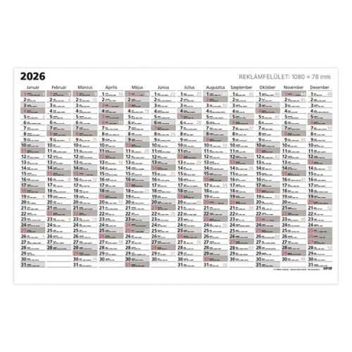 Plakátnaptár TOPTIMER T101 éves A/0 1180x800mm egyoldalas 2026.