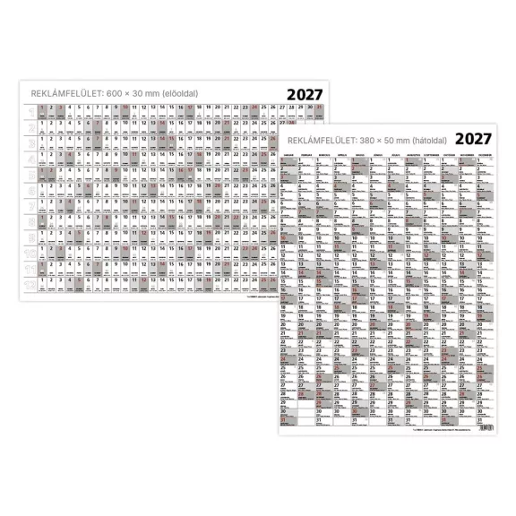 Plakátnaptár TOPTIMER T102 éves B/2 700x500mm kétoldalas 2027 Plakátnaptár TOPTIMER T102 éves B/2 700x500mm kétoldalas 2027