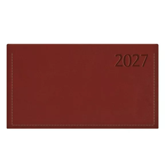 Zsebnaptár TOPTIMER Traditional T030 fekvő fehér lapos bordó 2027