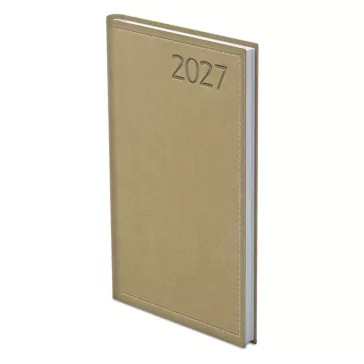   Zsebnaptár TOPTIMER Traditional T035 álló fehér lapos bézs 2027