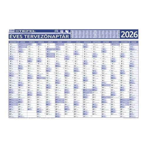 Tervezőnaptár STIEFEL 2026  70x100 cm 2 oldalas éves 14 havi