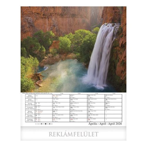 Falinaptár CSG 300x340mm álló Vízesések 2026.