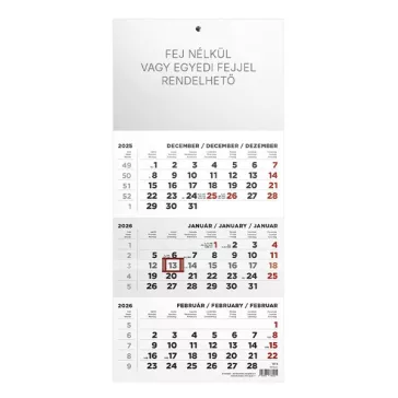   Speditőr naptár TOPTIMER T078 1 tömbös 3 havi üres fejrész 2026.