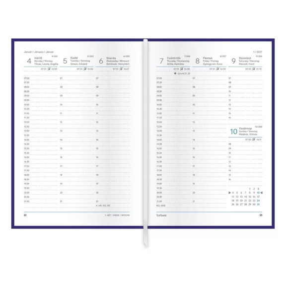 Határidőnapló TOPTIMER Vario V012 B/6 heti fehér lapos szürke-sötétszürke 2027