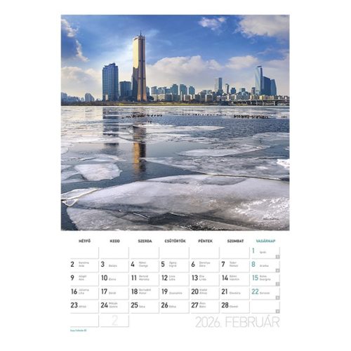 Falinaptár spirálozott  LIZZY CARD B/4 álló Világvárosok 2026.