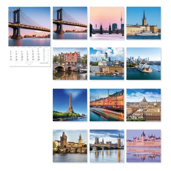 Falinaptár LIZZYCALENDAR B/4 álló spirálozot Világvárosok 2027 Falinaptár LIZZYCALENDAR B/4 álló spirálozot Világvárosok 2027