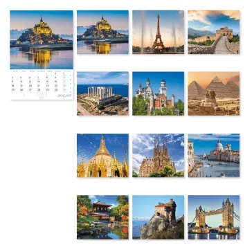 Falinaptár LIZZYCALENDAR A/4 álló A világ csodái 2027