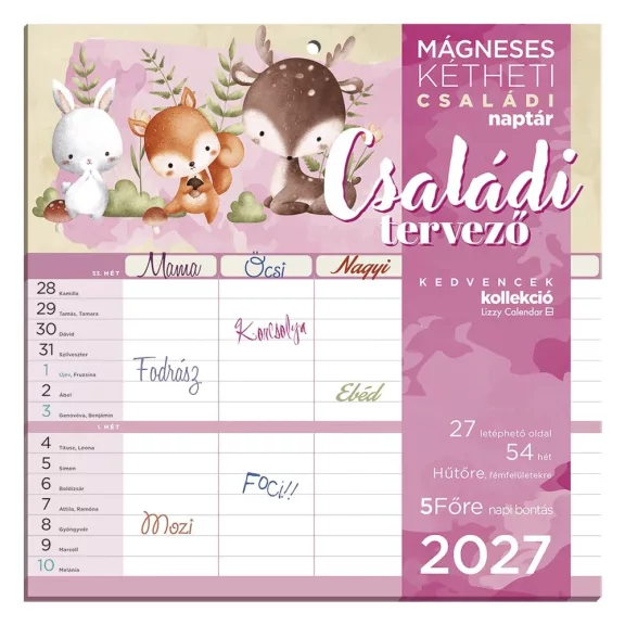 Falinaptár LIZZYCALENDAR 220x220mm 2 hetes mágneses Családi Tervező 2027 Falinaptár LIZZYCALENDAR 220x220mm 2 hetes mágneses Családi Tervező 2027