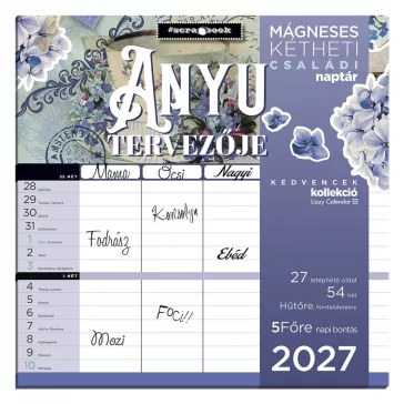   Falinaptár LIZZYCALENDAR 220x220mm 2 hetes mágneses Anyu Tervezője Scrapbook Style 2027