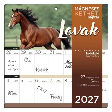   Falinaptár LIZZYCALENDAR 220x220mm 2 hetes mágneses Lovak 2027