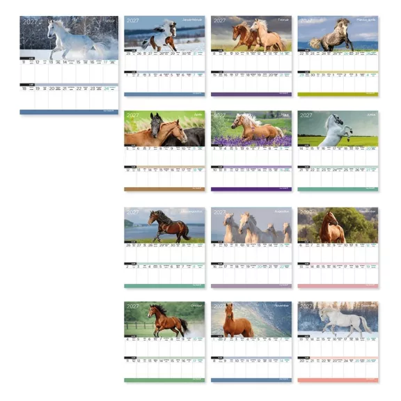 Falinaptár LIZZYCALENDAR 220x220mm 2 hetes mágneses Lovak 2027 Falinaptár LIZZYCALENDAR 220x220mm 2 hetes mágneses Lovak 2027