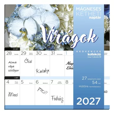   Falinaptár LIZZYCALENDAR 220x220mm 2 hetes mágneses Virágok 2027