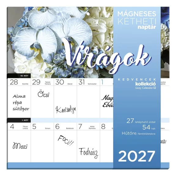 Falinaptár LIZZYCALENDAR 220x220mm 2 hetes mágneses Virágok 2027 Falinaptár LIZZYCALENDAR 220x220mm 2 hetes mágneses Virágok 2027