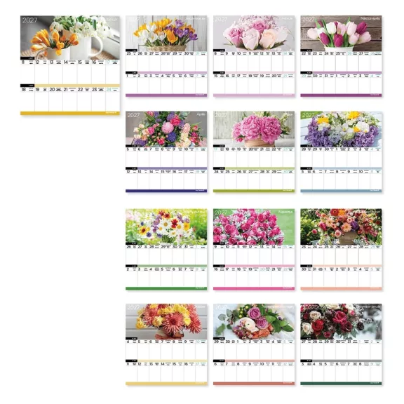 Falinaptár LIZZYCALENDAR 220x220mm 2 hetes mágneses Virágok 2027 Falinaptár LIZZYCALENDAR 220x220mm 2 hetes mágneses Virágok 2027