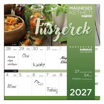   Falinaptár LIZZYCALENDAR 220x220mm 2 hetes mágneses Fűszernövények 2027