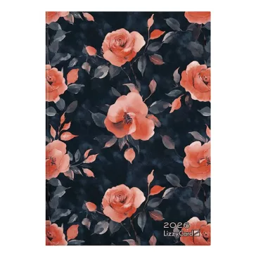   Határidőnapló LIZZY CARD B/6 heti keménytáblás Night roses 2026.