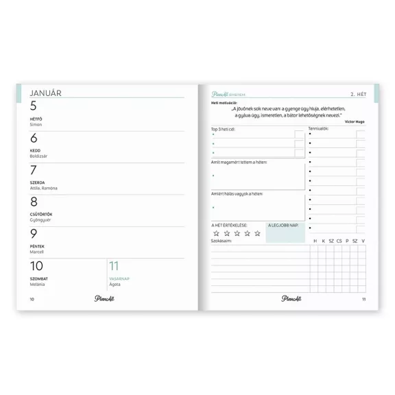 Határidőnapló PLANALL Mini A/6 heti keményfedelű aranyozott Good boy 2026.