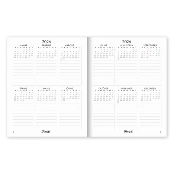 Határidőnapló PLANALL Mini A/6 heti keményfedelű aranyozott Wait 2026.