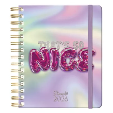   Határidőnapló PLANALL Midi B/6 heti spirálos keményfedelű gumis Nice 2026.