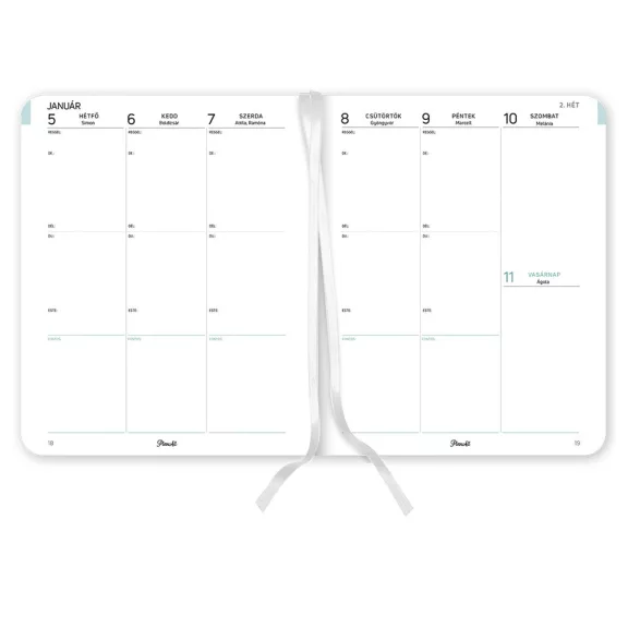 Határidőnapló PLANALL New Classic B/5 heti keményfedelű gumis Canvas 2026.