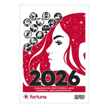   Asztali naptár képes FORTUNA Vadállatok álló fehér lapos holdfázissal naptárháttal 2026.