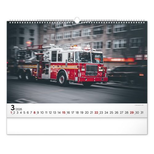 Falinaptár REALSYSTEM 480x330mm fekvő Fire trucks 2026.