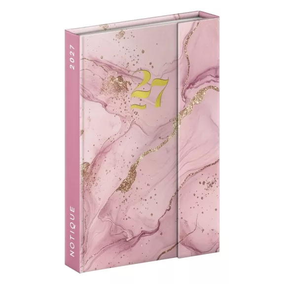 Határidőnapló REALSYSTEM 110x160mm heti sárga lapos márneses záródású Pink marble 2027 Határidőnapló REALSYSTEM 110x160mm heti sárga lapos márneses záródású Pink marble 2027