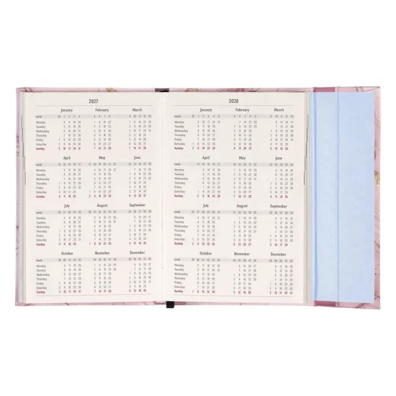 Határidőnapló REALSYSTEM 110x160mm heti sárga lapos márneses záródású Pink marble 2027 Határidőnapló REALSYSTEM 110x160mm heti sárga lapos márneses záródású Pink marble 2027
