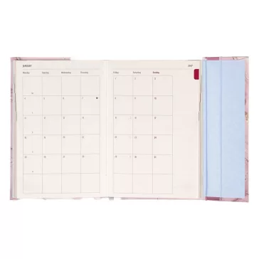   Határidőnapló REALSYSTEM 110x160mm heti sárga lapos márneses záródású Pink marble 2027