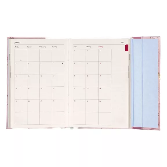 Határidőnapló REALSYSTEM 110x160mm heti sárga lapos márneses záródású Pink marble 2027 Határidőnapló REALSYSTEM 110x160mm heti sárga lapos márneses záródású Pink marble 2027