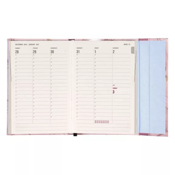 Határidőnapló REALSYSTEM 110x160mm heti sárga lapos márneses záródású Pink marble 2027 Határidőnapló REALSYSTEM 110x160mm heti sárga lapos márneses záródású Pink marble 2027