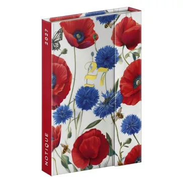   Határidőnapló REALSYSTEM 110x160mm heti sárga lapos márneses záródású Porcelain flower 2027