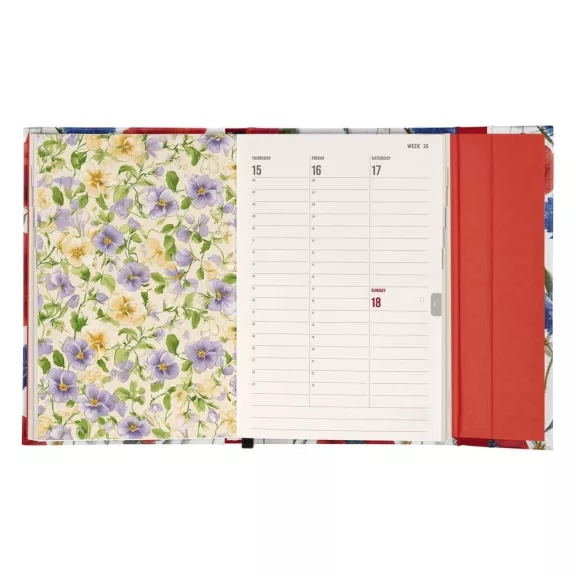 Határidőnapló REALSYSTEM 110x160mm heti sárga lapos márneses záródású Porcelain flower 2027