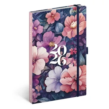   Határidőnapló REALSYSTEM 130x210 mm 2 hét oldalpáronként sárga lapos Bouquet 2026.