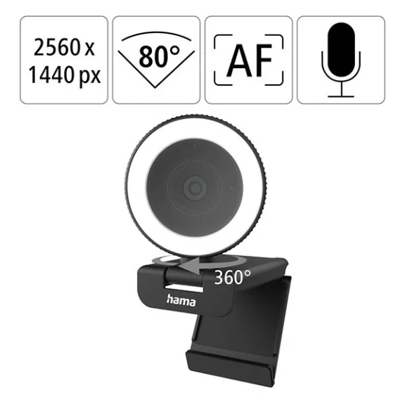 Webkamera HAMA C-800 Pro USB 1440p + távirányító fekete Webkamera HAMA C-800 Pro USB 1440p + távirányító fekete