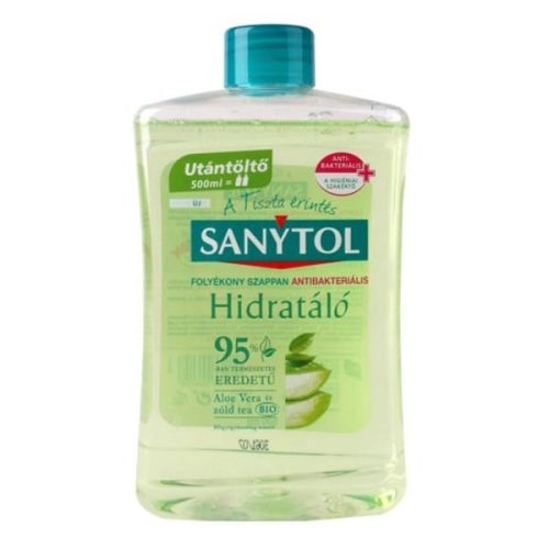 Folyékony szappan utántöltő SANYTOL zöld tea és aloe vera 500 ml