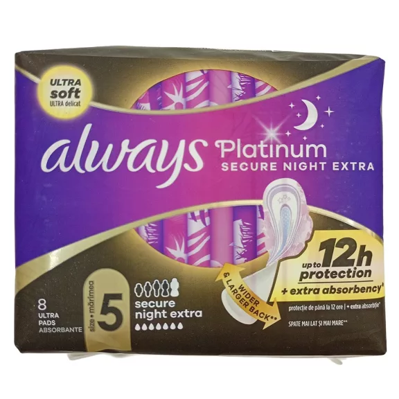 Egészségügyi betét ALWAYS Platinum night extra 8 darabos