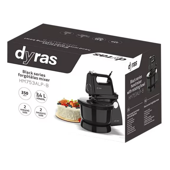 Konyhai robotgép DYRAS HM753ALP-B 300W 4 keverőszár fekete