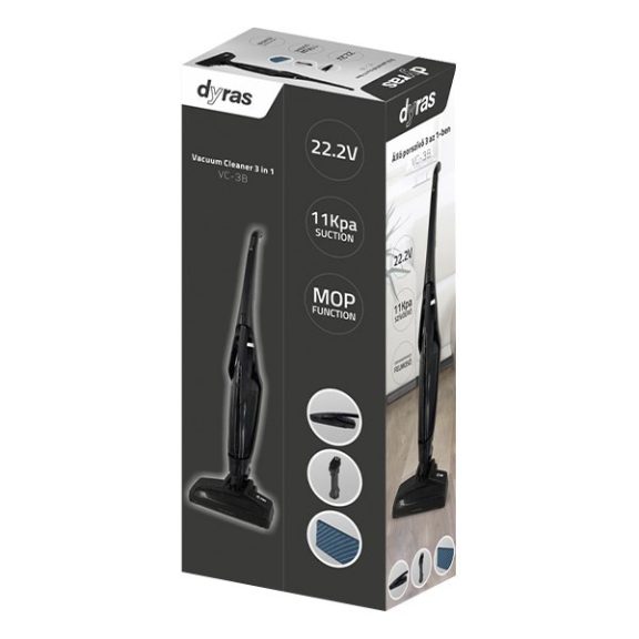 Álló porszívó DYRAS VC-3B 3in1 akkumulátoros 2200 mAh fekete
