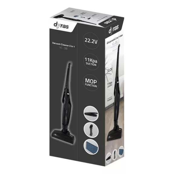 Álló porszívó DYRAS VC-3B 3in1 akkumulátoros 2200 mAh fekete