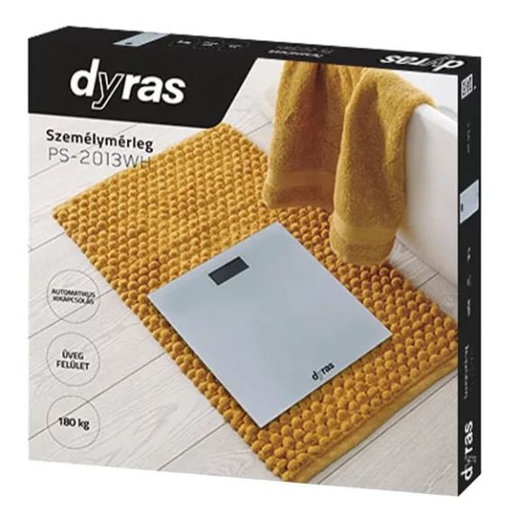 Személymérleg DYRAS PS-2013WH LCD üveg fehér Személymérleg DYRAS PS-2013WH LCD üveg fehér
