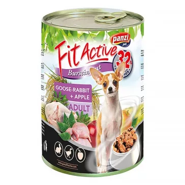   Állateledel konzerv PANZI FitActive kutyának liba- és nyúlhússal, almával 415 g