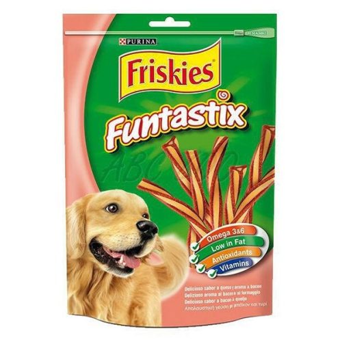 Állateledel jutalomfalat PURINA Friskies Funtastix kutyáknak bacon-sajt 175 g
