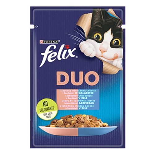 Állateledel alutasakos FELIX Fantastic Duo macskáknak lazac-szardínia aszpikban 85 g