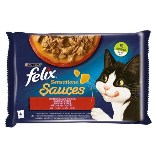 Állateledel alutasakos FELIX Sensations Sauces macskáknak 4-pack házias pulyka-bárány válogatás szószban 4x85 g
