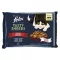 Állateledel alutasakos FELIX Tasty Shreds macskáknak 4-pack házias marha-csirke válogatás szószban 4x80 g